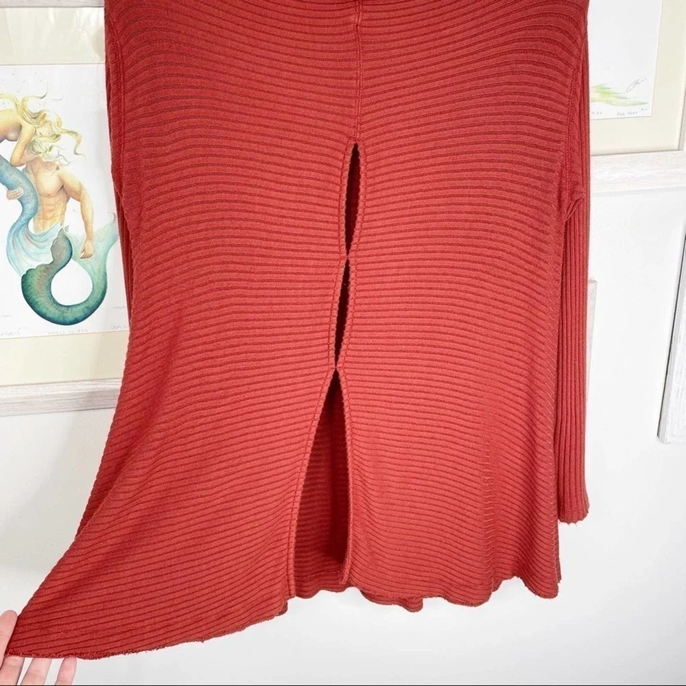 FREE People Lover Rib Split Back Cowl Neck Pullover Sweater Size XS